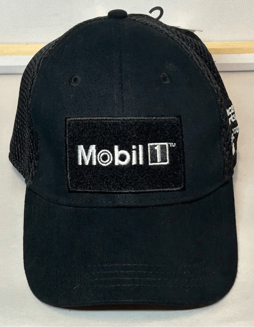 NASCAR Mobil 1 Racing Advance Auto Part Black Mesh Trucker Hat Strap Patch NWT
